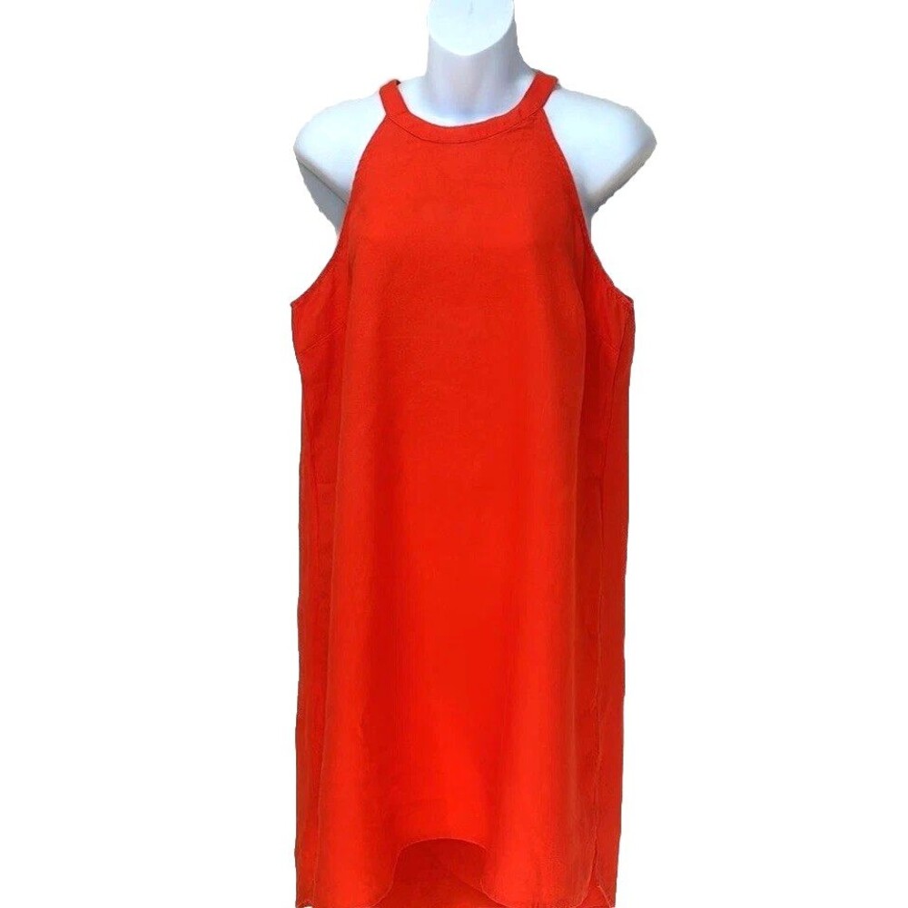 Sigrid Olsen 100% Linen Halter Dress Small Orange Summer Beach Resort